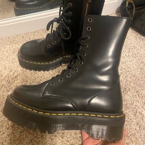 Jadon Hi Black Platform Doc Martens Boots, Women Size 9